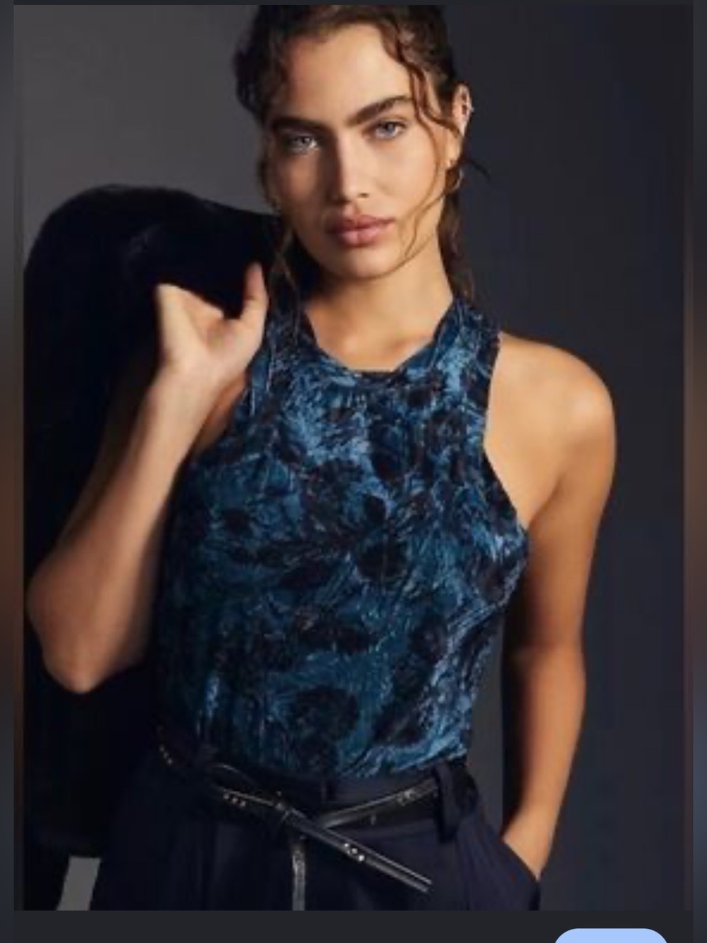 Anthropologie Pilcro Sleeveless Crushed Velvet Floral Tank Top Whimsigoth